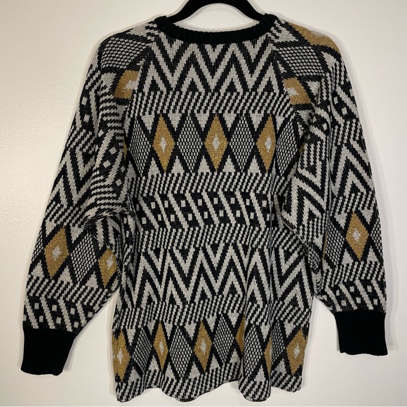 Vintage Diane Von Furstenberg Metallic Abstract Print Knit Sweater Size Large - Picture 8 of 11